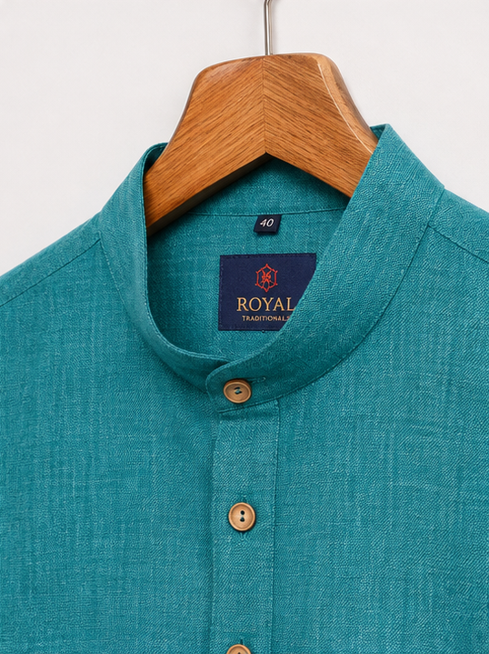 Men's Premium Teal Mandarin Collar Kurta