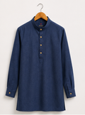 Men's Premium Navy Blue Mandarin Collar Kurta