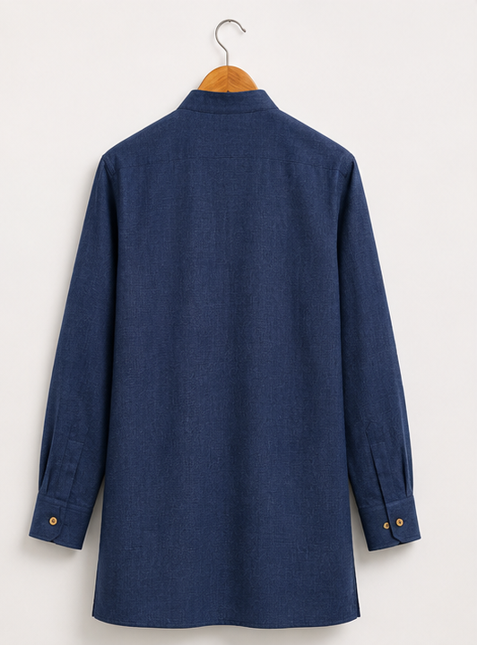Men's Premium Navy Blue Mandarin Collar Kurta