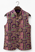 Ornate Purple Brocade Nehru Vest