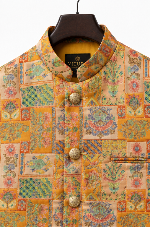 Ornate Patchwork Nehru Vest