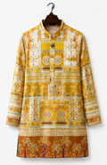 Men's Premium Mustard Ethnic Printed Mandarin Collar Kurta