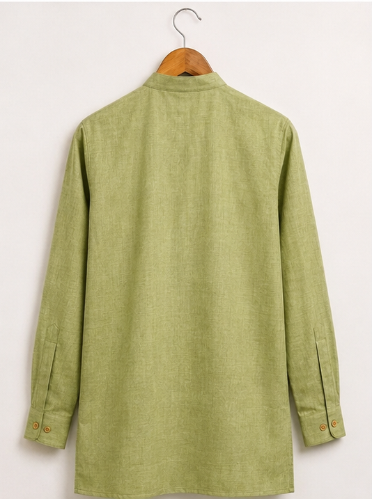 Men's Premium Green Mandarin Collar Kurta