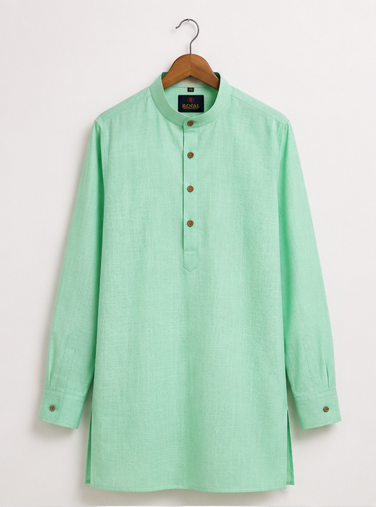 Men's Premium Mint Green Mandarin Collar Kurta
