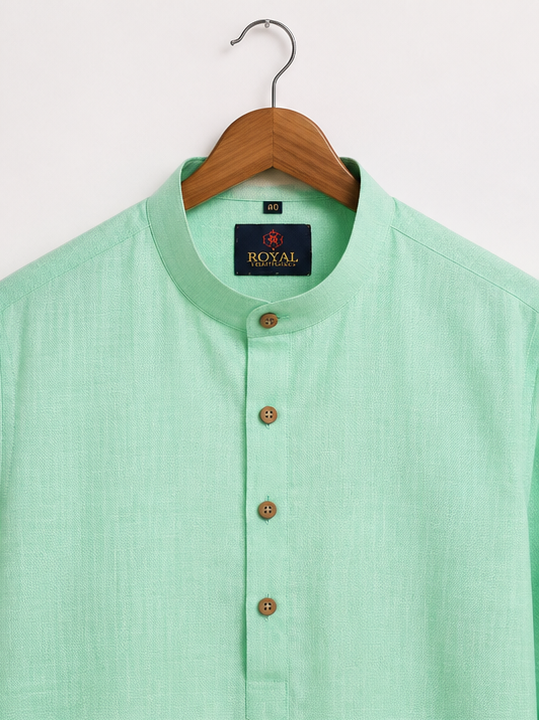 Men's Premium Mint Green Mandarin Collar Kurta