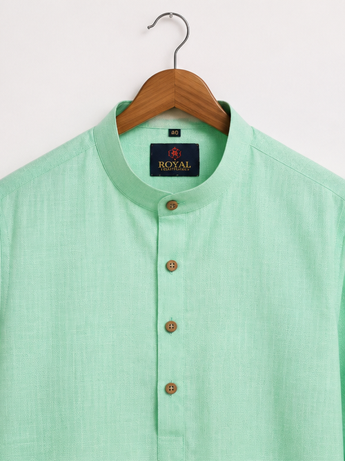 Men's Premium Mint Green Mandarin Collar Kurta