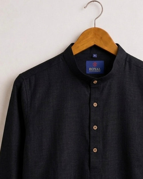 Men's Premium Black Mandarin Collar Kurta