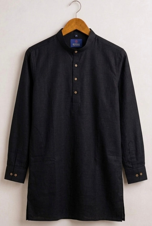 Men's Premium Black Mandarin Collar Kurta